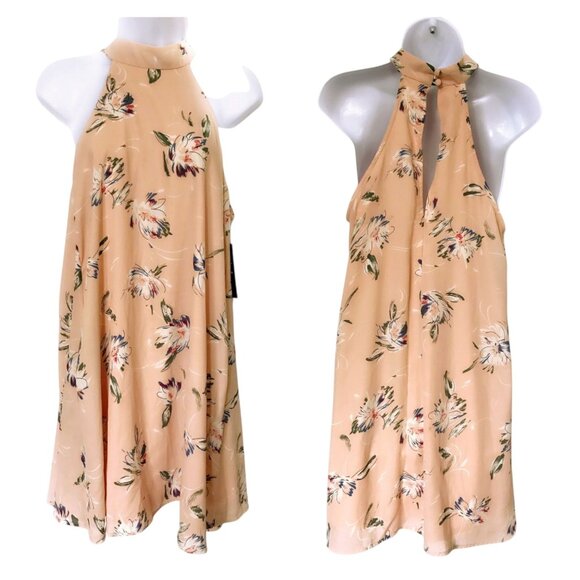 Lulus Merci Bouquet Floral Swing Dress Size S Peach Pink NWT - Picture 14 of 16
